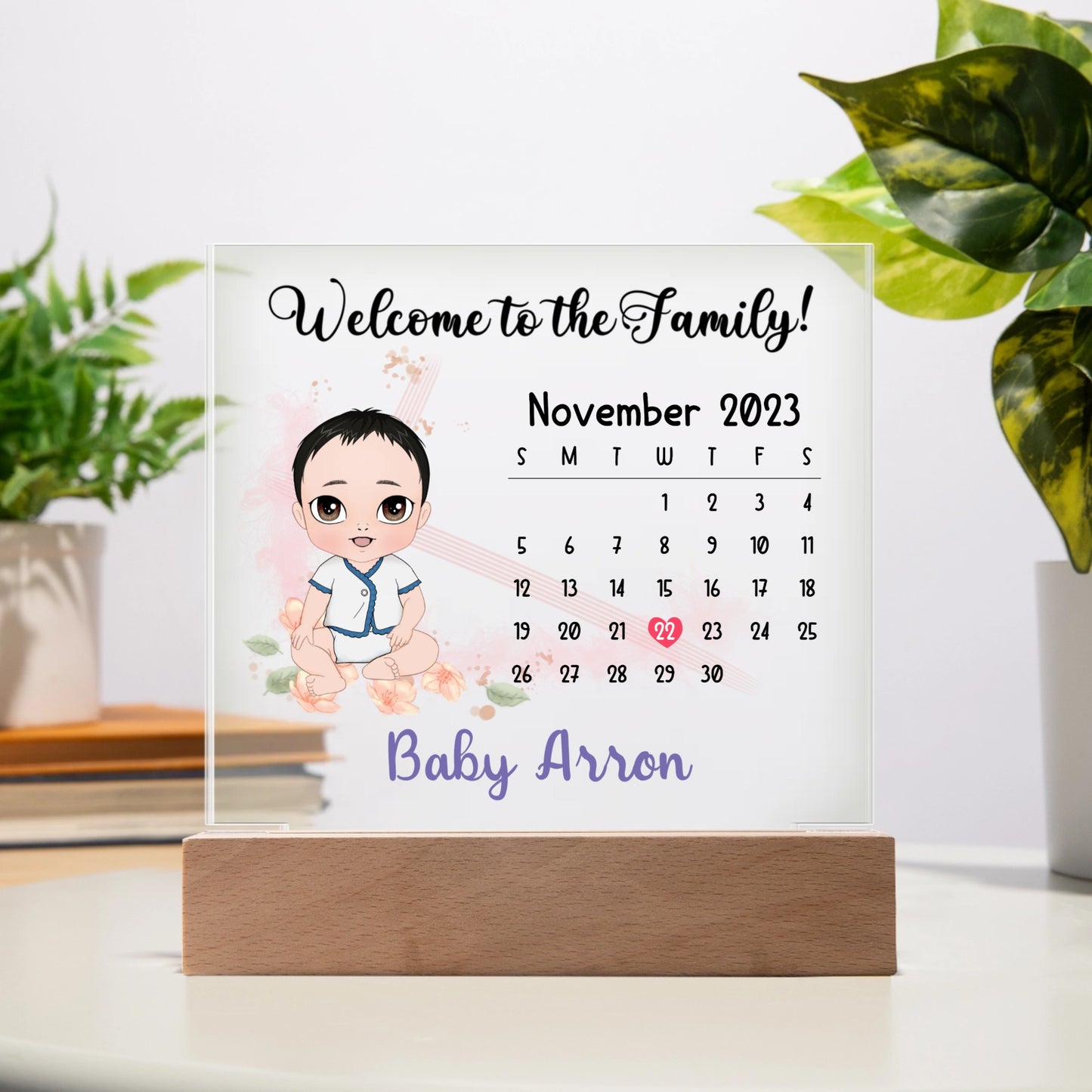 The First Day You Became My Mom - Lovely Pattern of Your Newborn Acrylic Plaque