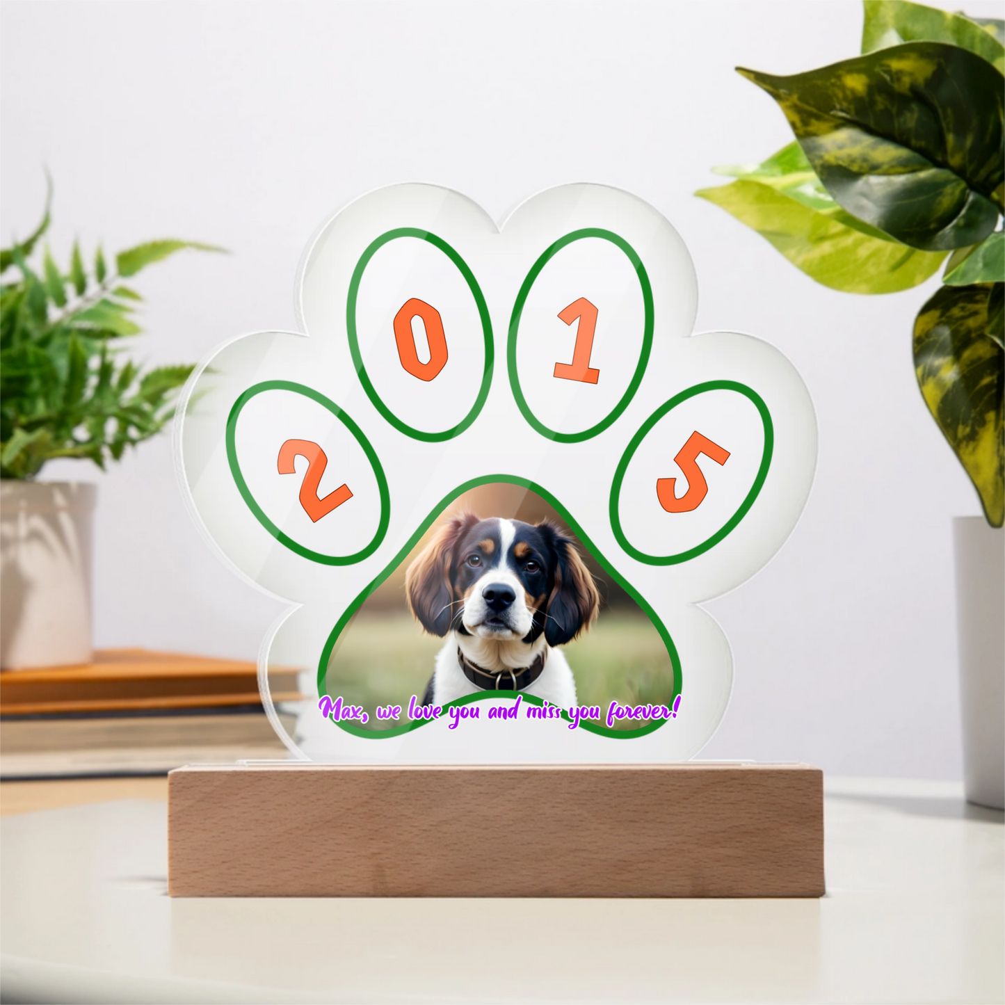 Together Forever - Acrylic Paw Plaque - Battery Powered LED Wooden Base