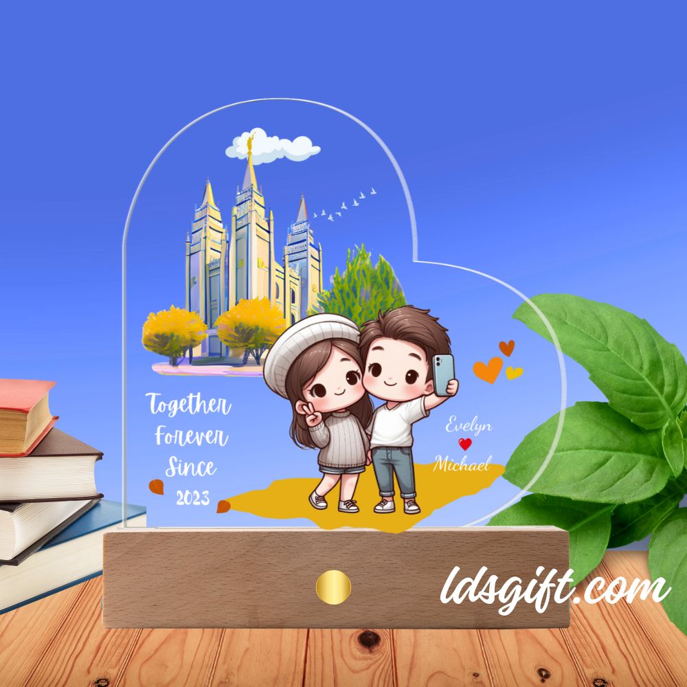 Together Forever Since - Premium Acrylic Plaque (Heart-Shaped LED Wooden Base)