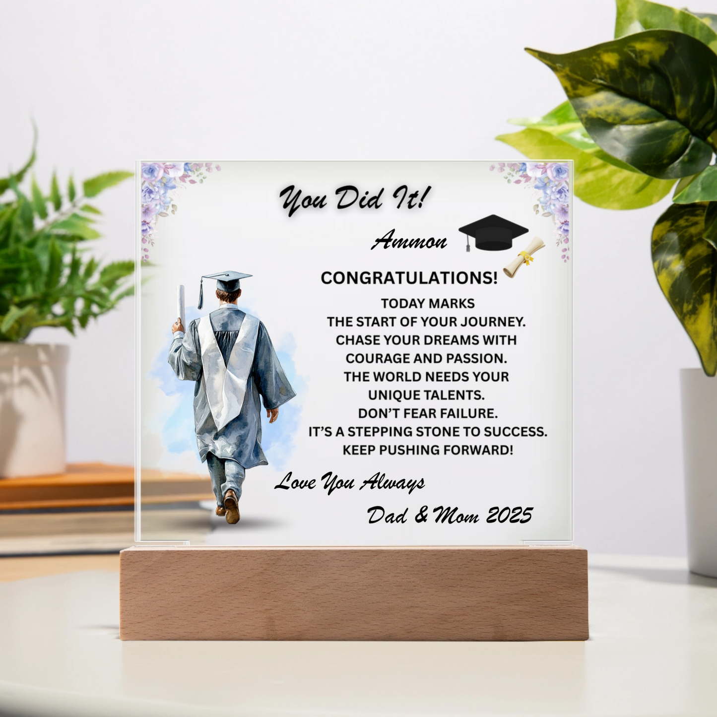 Custom Graduation Plaque - You Did It with LED Base