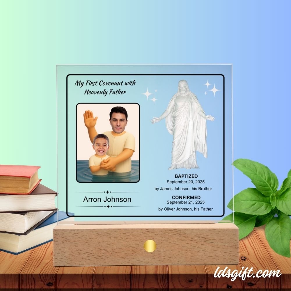 Custom Baptism Plaque with Photo and LED Base