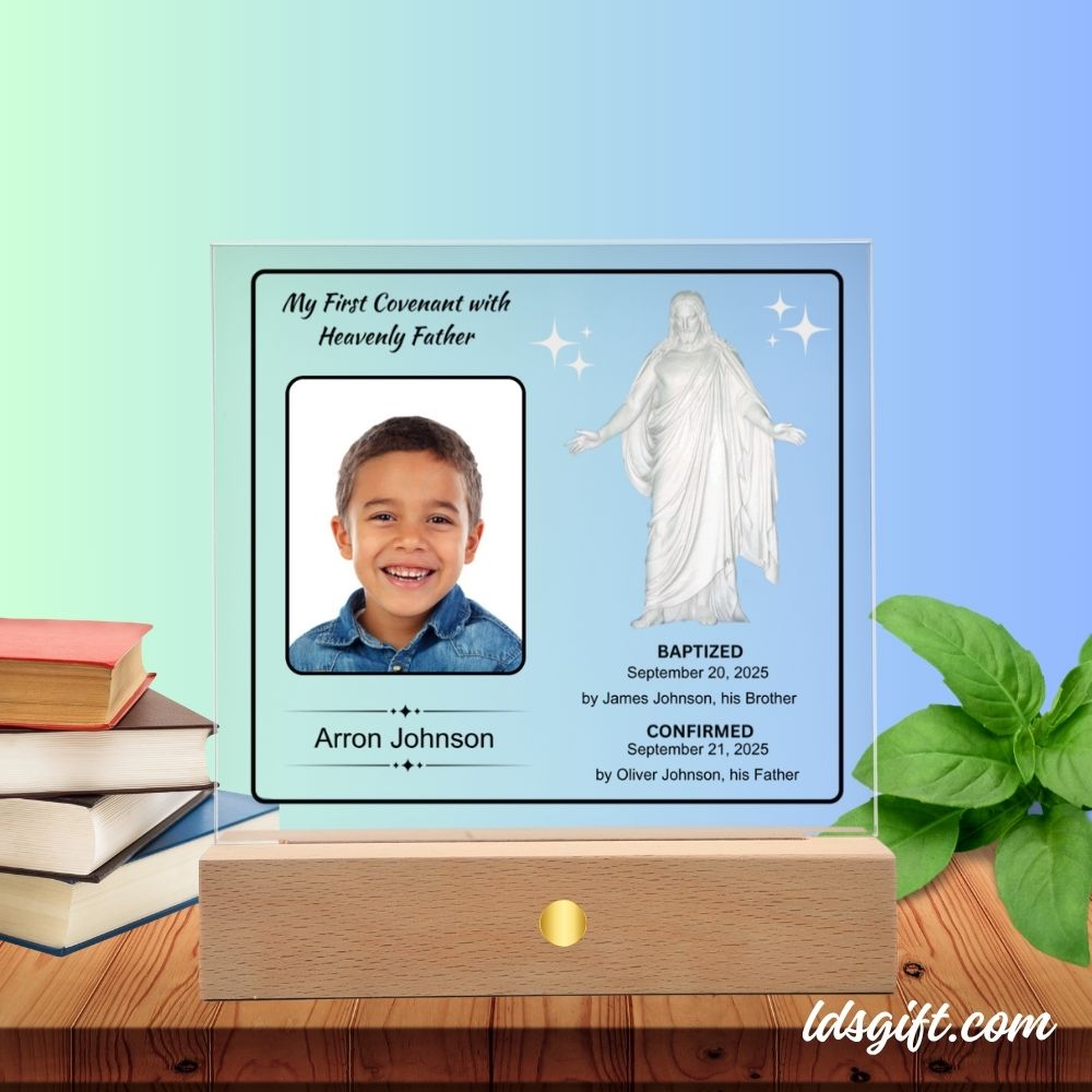 Custom Baptism Plaque with Photo and LED Base