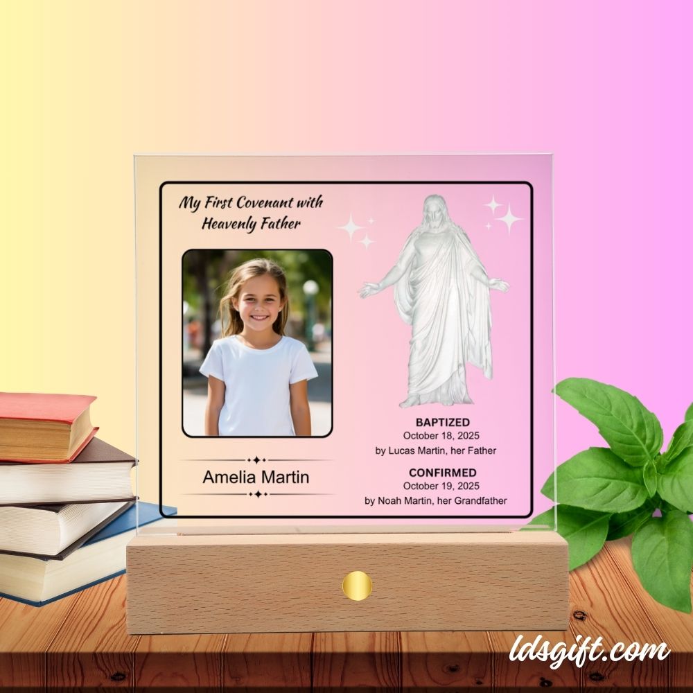 Custom Baptism Plaque with Photo and LED Base