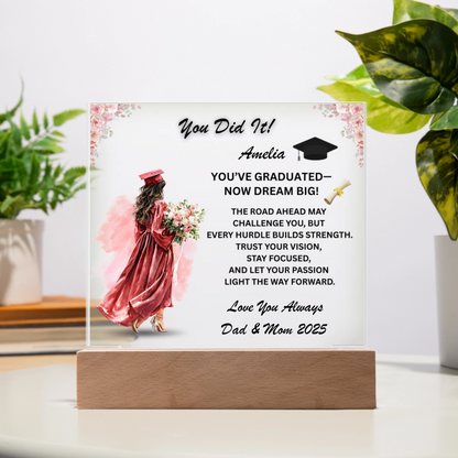 Custom Graduation Plaque - You Did It with LED Base